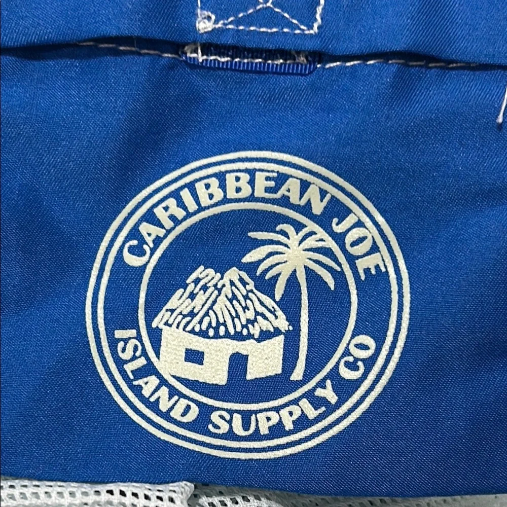 ⏰Caribbean Joe Blue and White Board Shorts Tropical Floral Design size XXL GUC